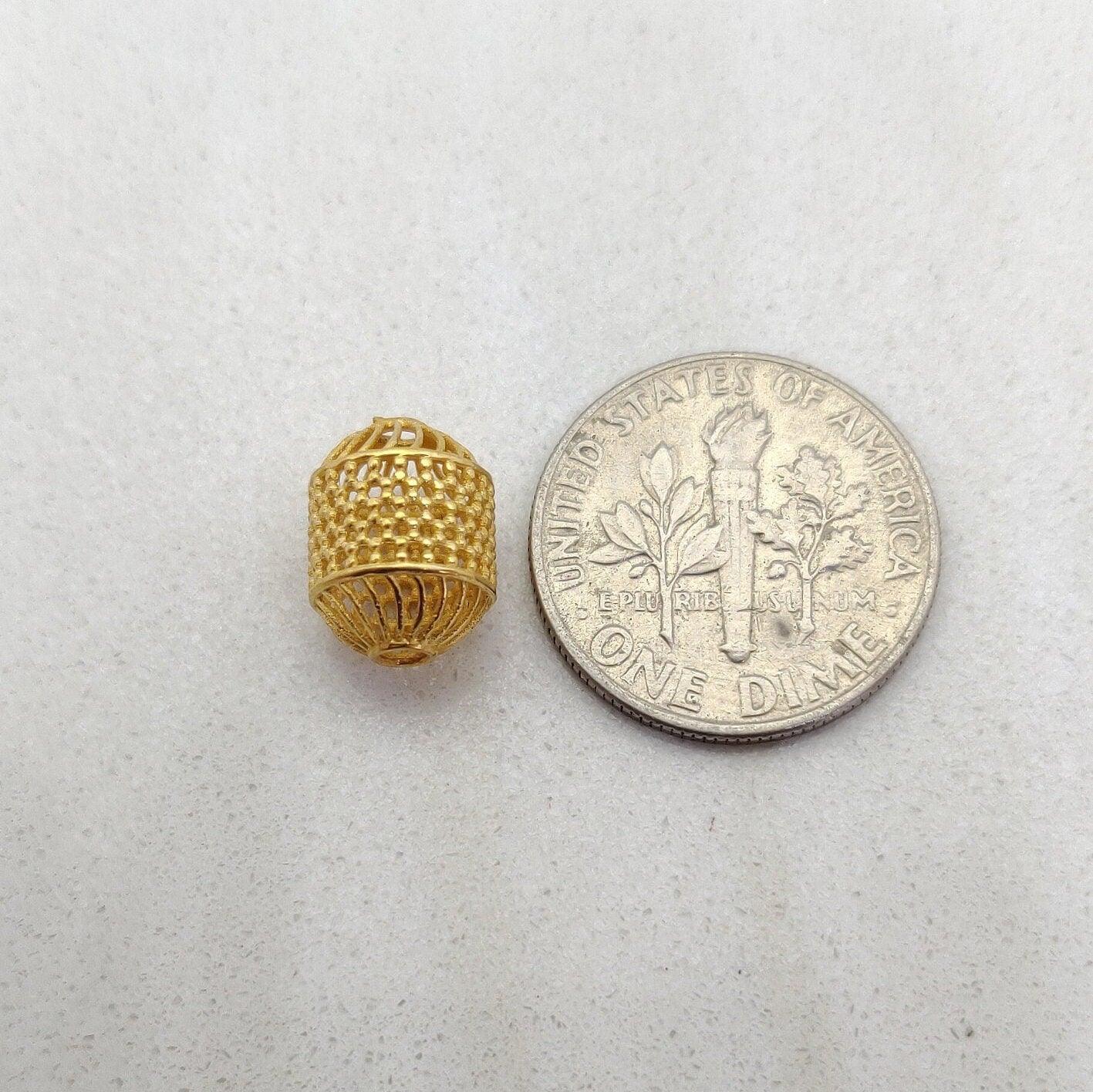 8x10 mm 18k Yellow Gold Fancy Tube Mesh Beads - Kanika Creations
