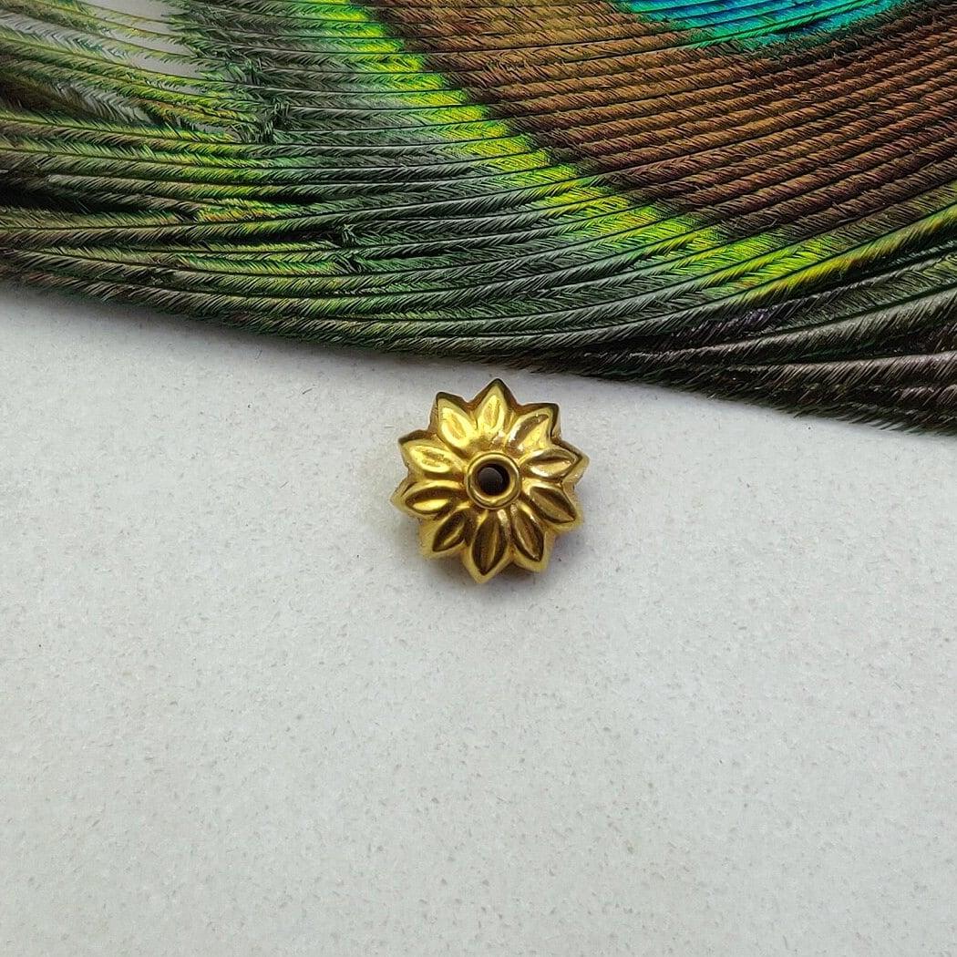 18k Yellow Gold Sun Shape Spacer Bead Finding 9mm - Kanika Creations