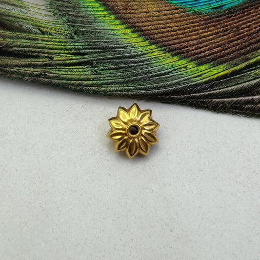 18k Yellow Gold Sun Shape Spacer Bead Finding 9mm - Kanika Creations