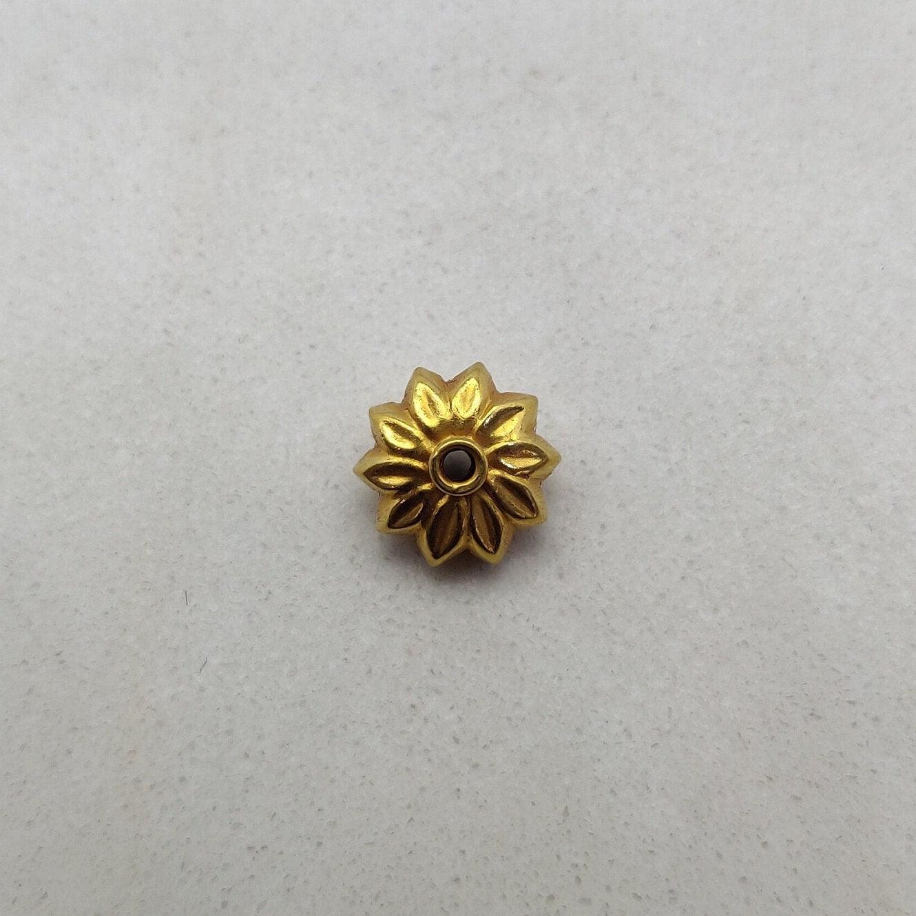 18k Yellow Gold Sun Shape Spacer Bead Finding 9mm - Kanika Creations