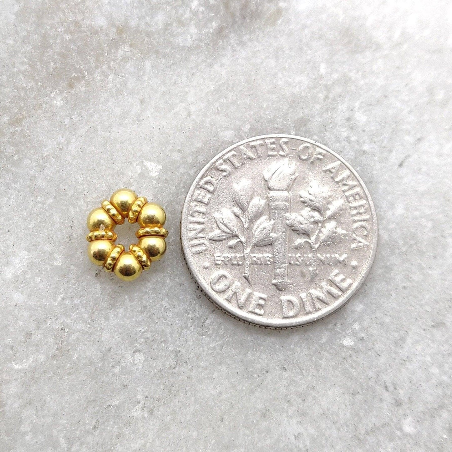 18k Yellow Gold Wheel Spacer Beads Jewelry Finding Craft 7mm - Kanika Creations