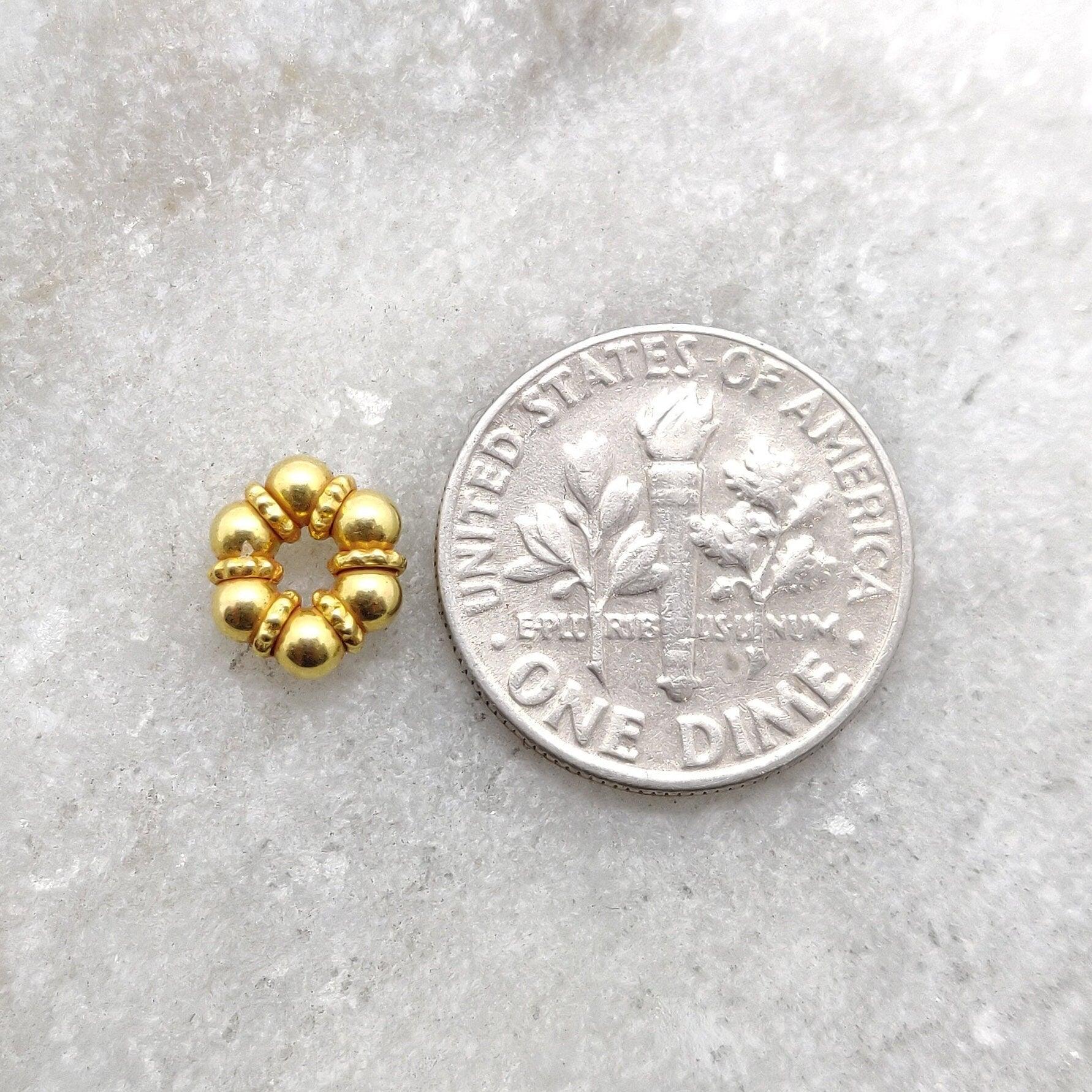 18k Yellow Gold Wheel Spacer Beads Jewelry Finding Craft 7mm - Kanika Creations