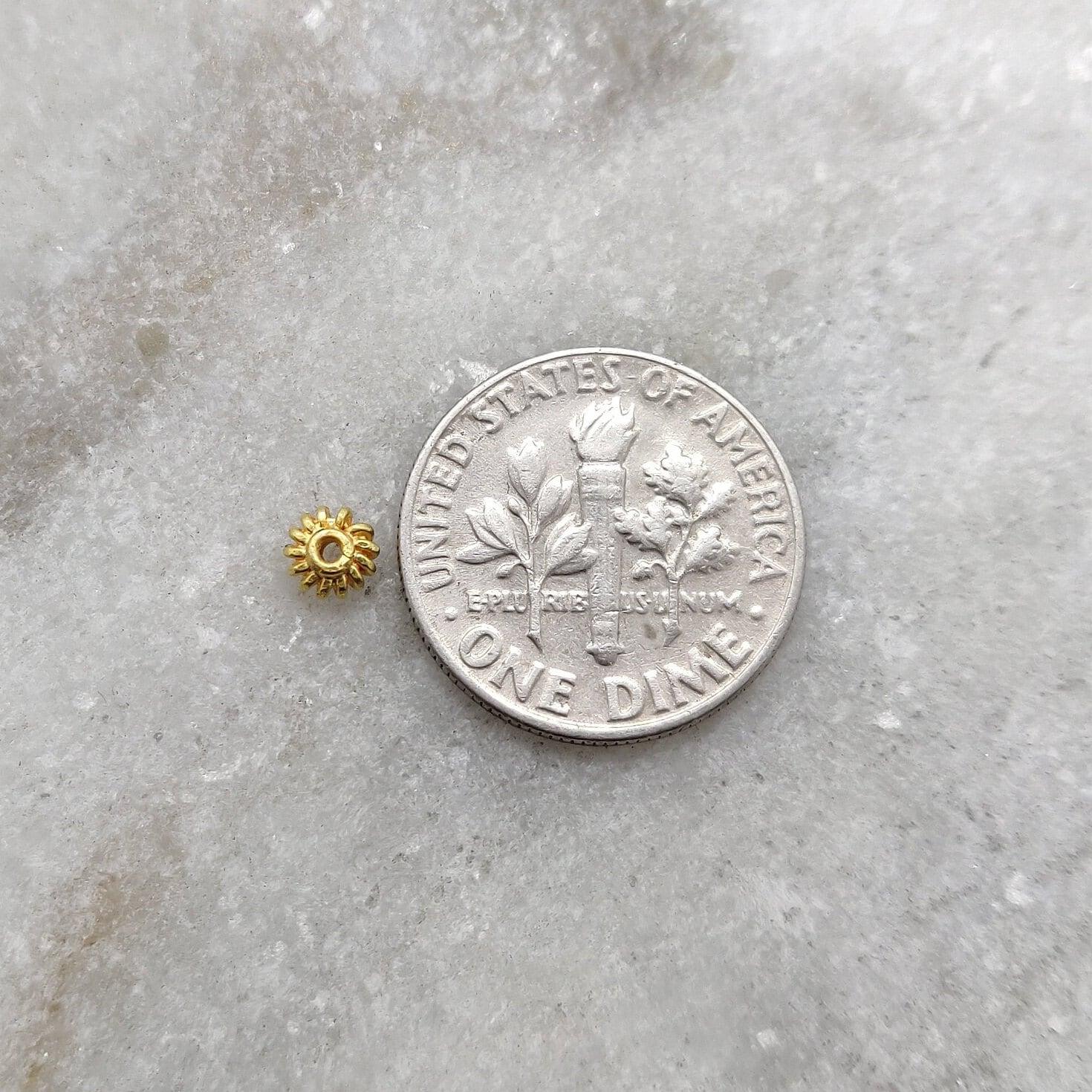 18k Solid Gold Bead Wheel Spacer Sold as 2 pcs - Kanika Creations