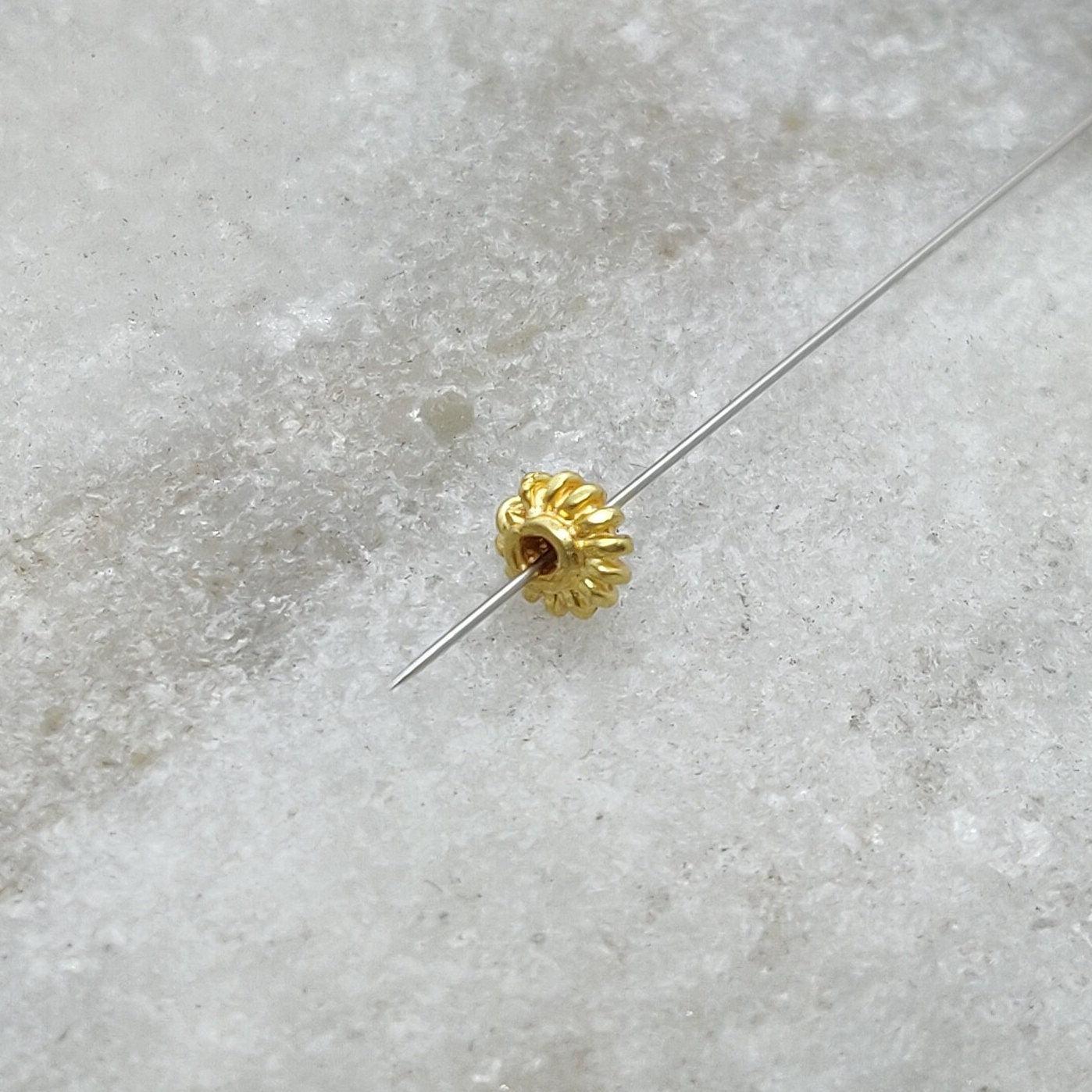 18k Solid Gold Bead Wheel Spacer Sold as 2 pcs - Kanika Creations