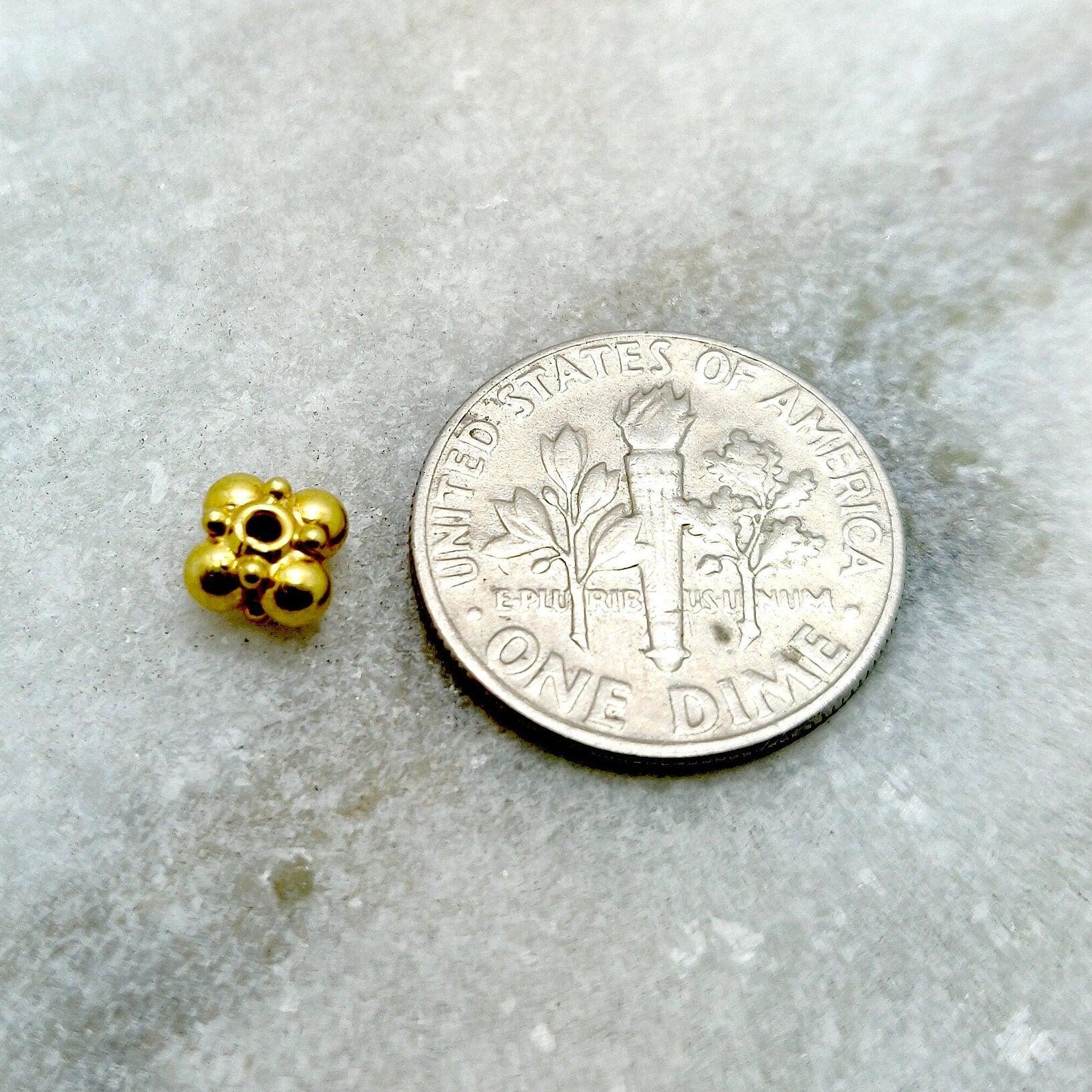 18k Solid Yellow Floral Spacer Ball Beads 4x5mm - Kanika Creations