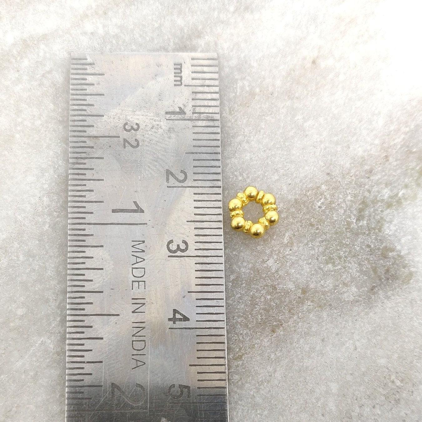 18k Solid Yellow Gold Wheel Spacer Beads 7MM - Kanika Creations