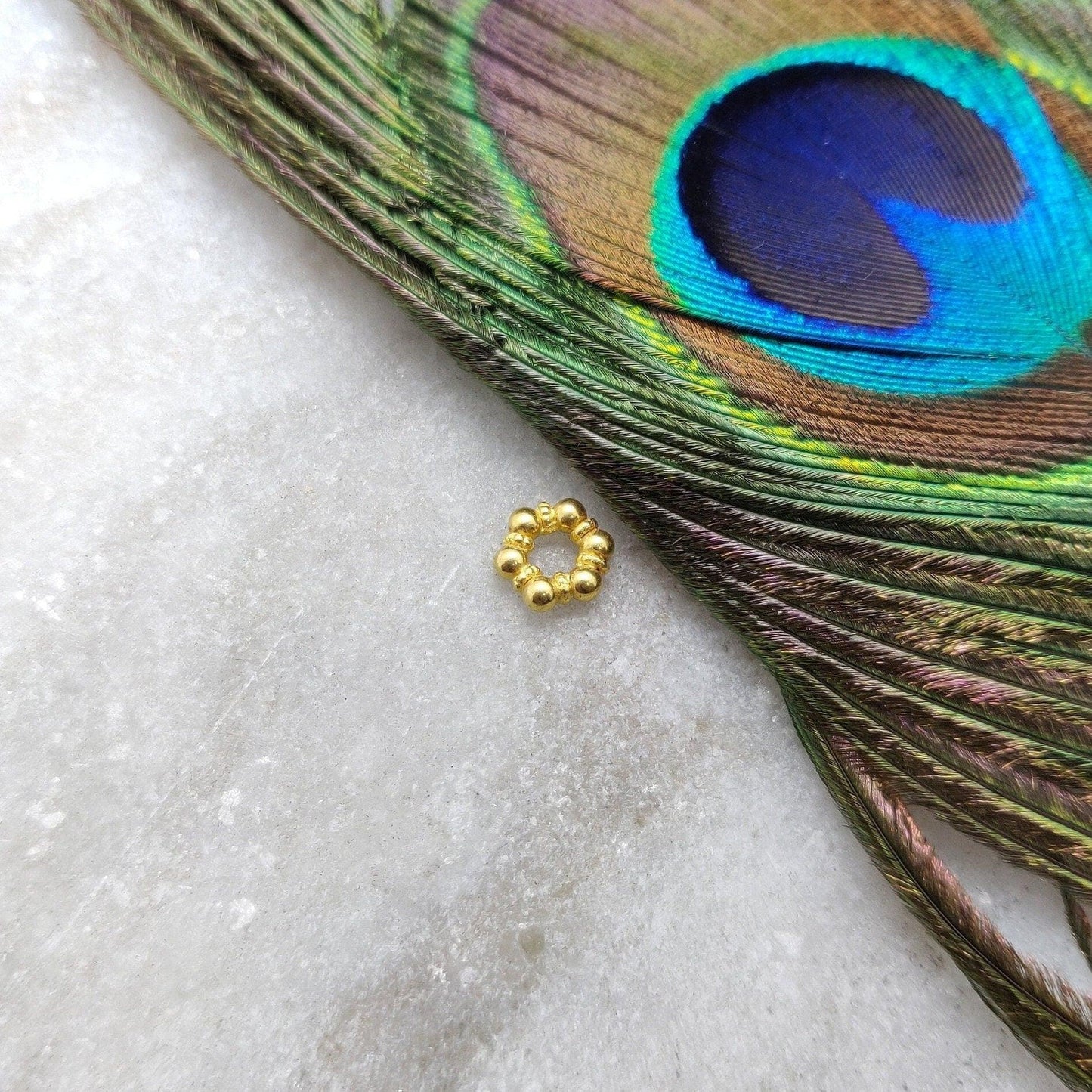 18k Solid Yellow Gold Wheel Spacer Beads 7MM - Kanika Creations