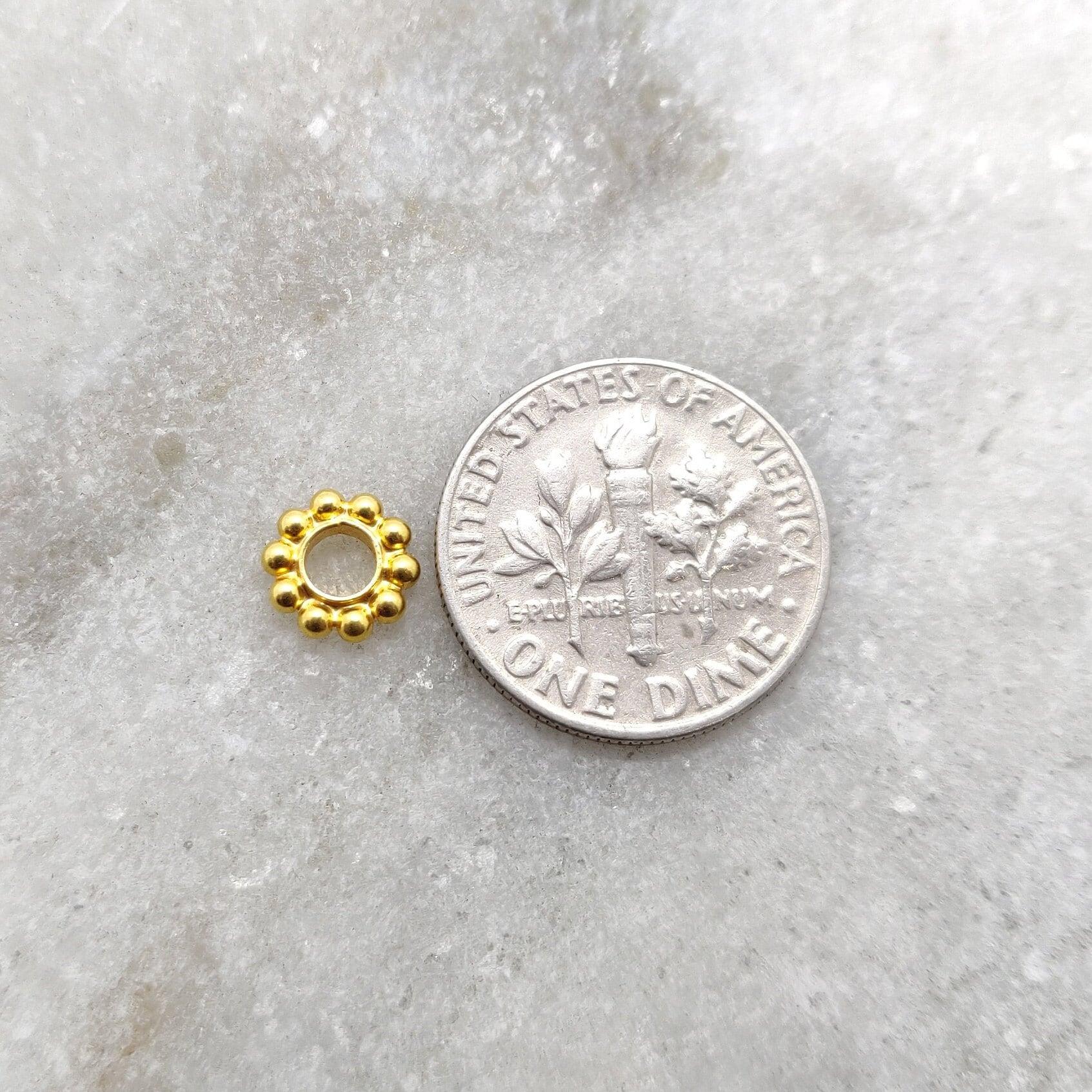 18k Solid Yellow Gold Round Spacer Beads Finding 7mm - Kanika Creations