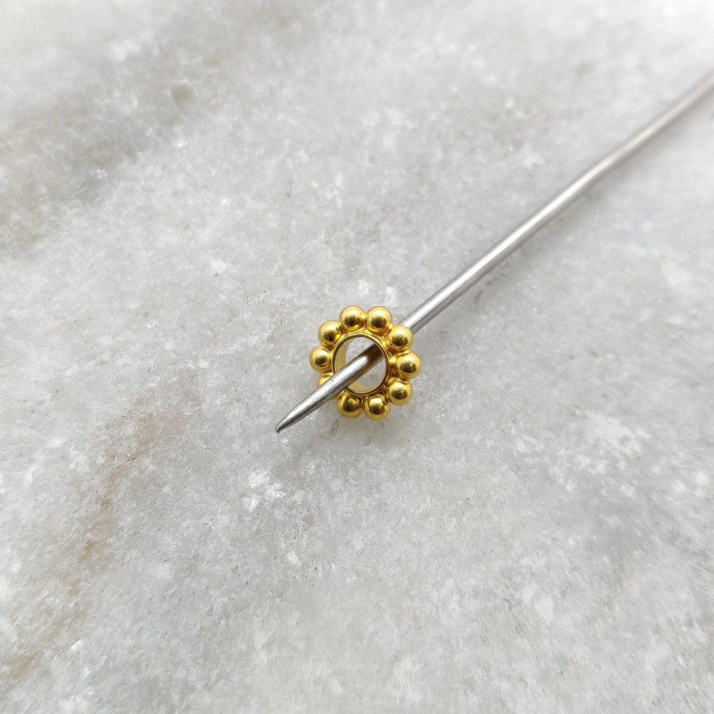 18k Solid Yellow Gold Round Spacer Beads Finding 7mm - Kanika Creations