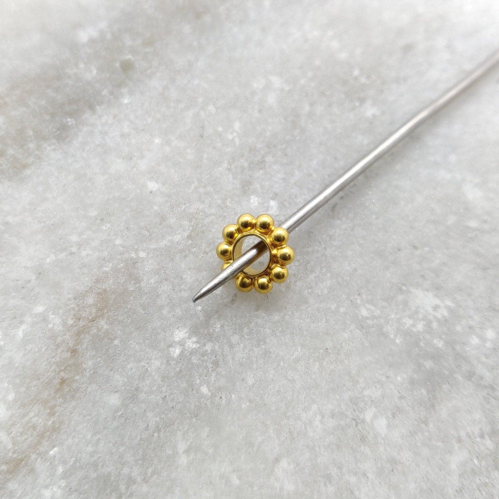 18k Solid Yellow Gold Round Spacer Beads Finding 7mm - Kanika Creations