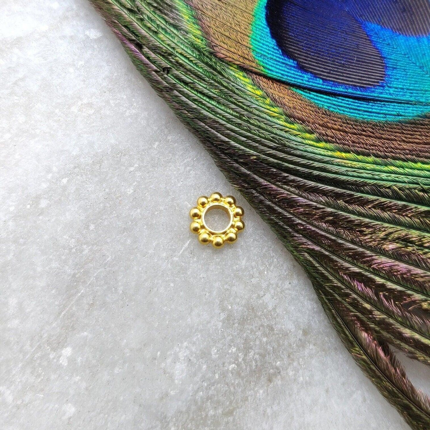 18k Solid Yellow Gold Round Spacer Beads Finding 7mm - Kanika Creations