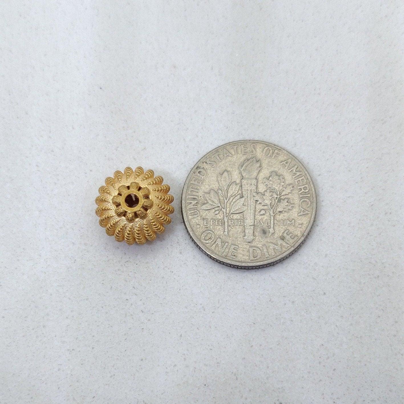18k Yellow Gold Unique Engraved Rondelle Spacer Beads 10MM - Kanika Creations