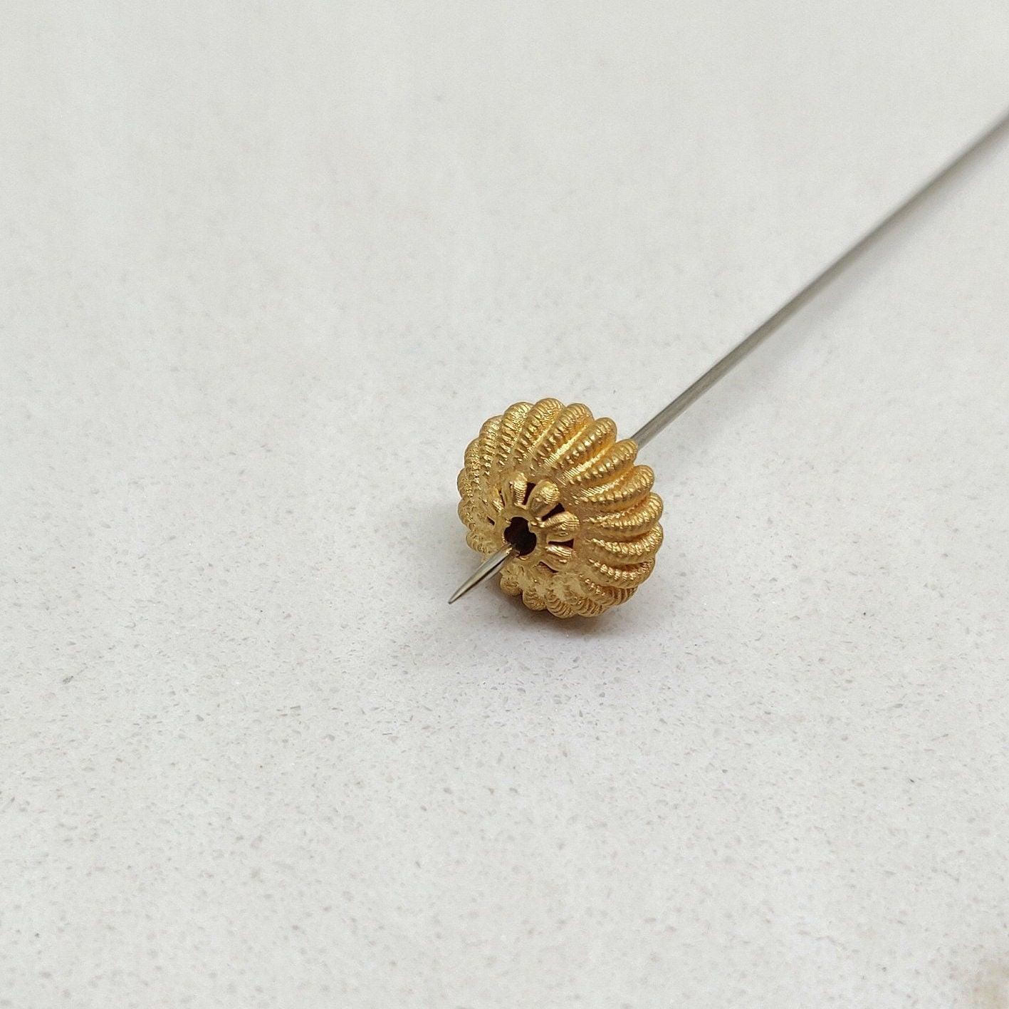 18k Yellow Gold Unique Engraved Rondelle Spacer Beads 10MM - Kanika Creations