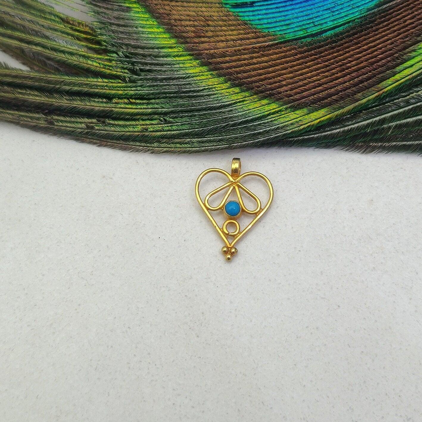 Love Heart Charm 18k Gold Pendant - Kanika Creations