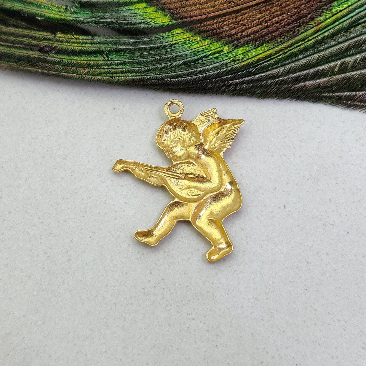 18k Gold Baby Angel Charm Baby pendant - Kanika Creations