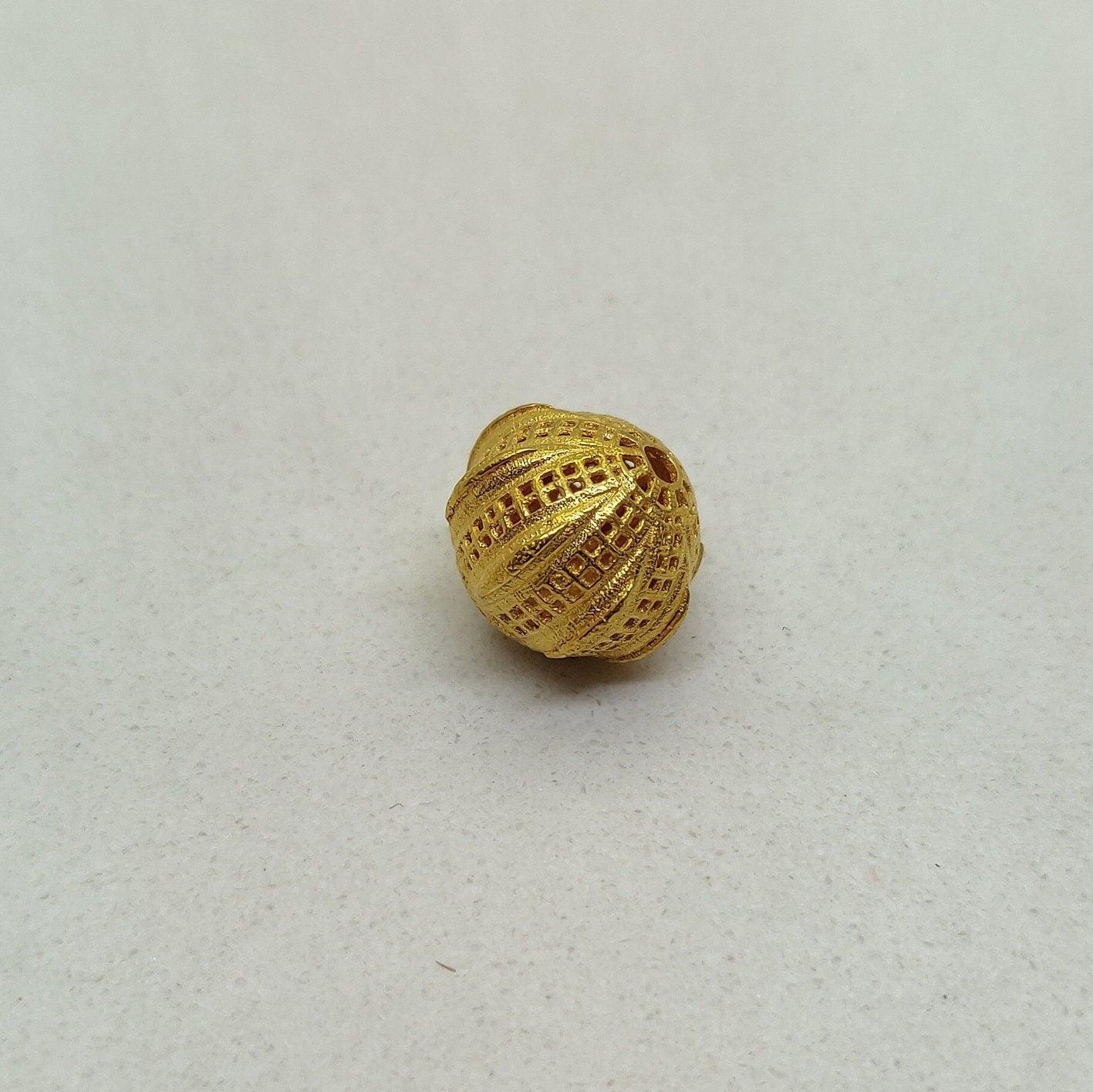 18k Solid Yellow Gold Round Spacer Ball Beads-11X12 mm - Kanika Creations