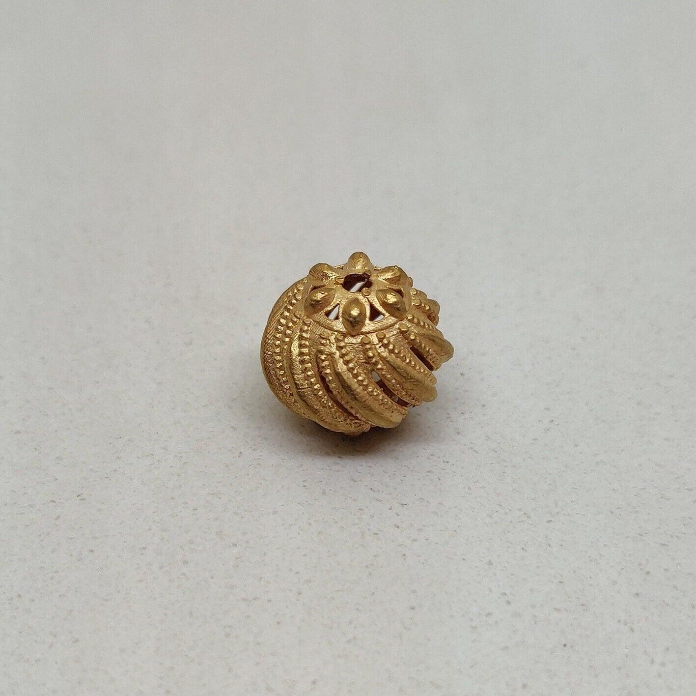 18K Yellow Gold Pumpkin Spacer Bead Jewelry Finding - Kanika Creations