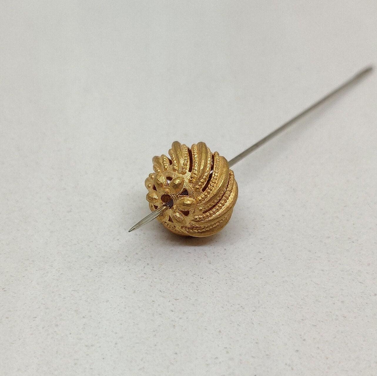 18K Yellow Gold Pumpkin Spacer Bead Jewelry Finding - Kanika Creations