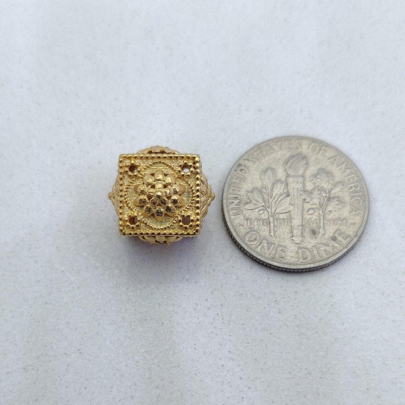12mm 18K Yellow Gold Cube Beads Supply - Kanika Creations