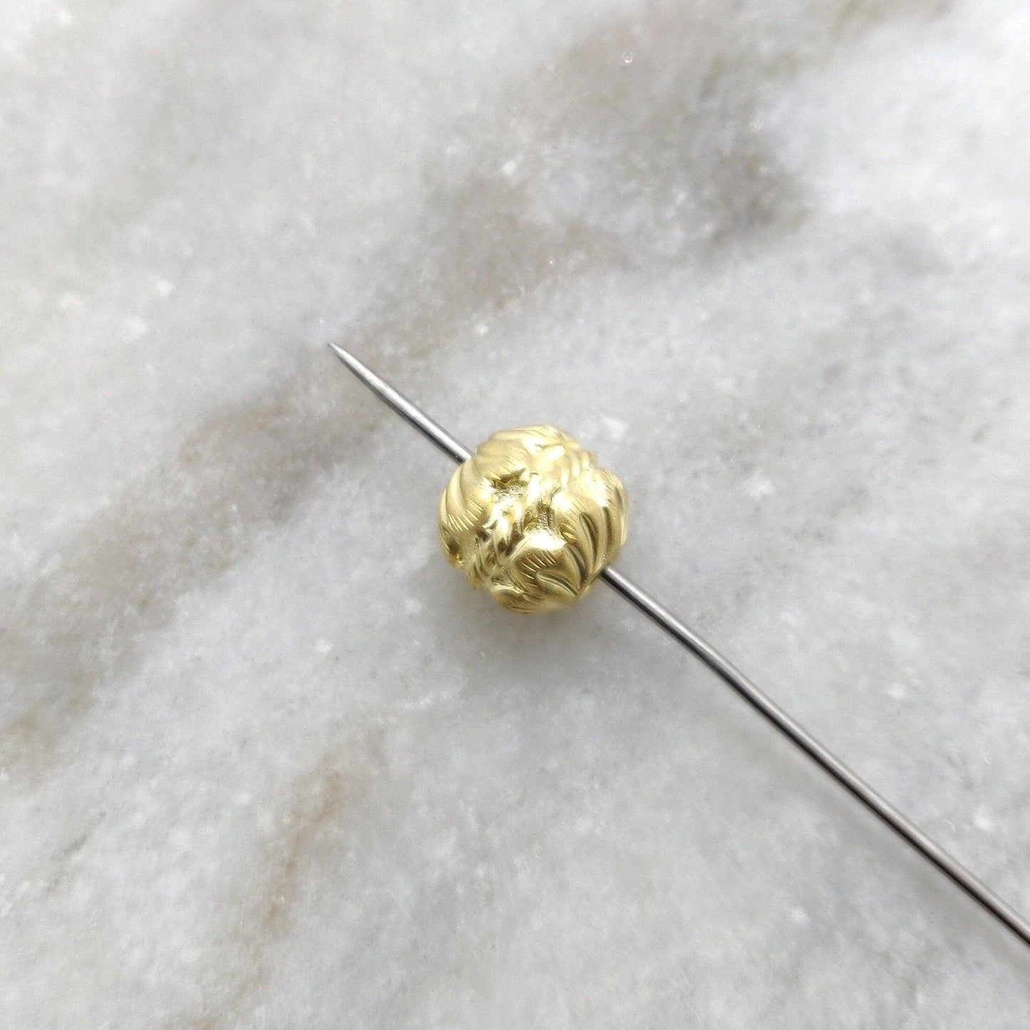 18K Solid Yellow Gold Round Ball Spacer Beads-10X11 mm - Kanika Creations