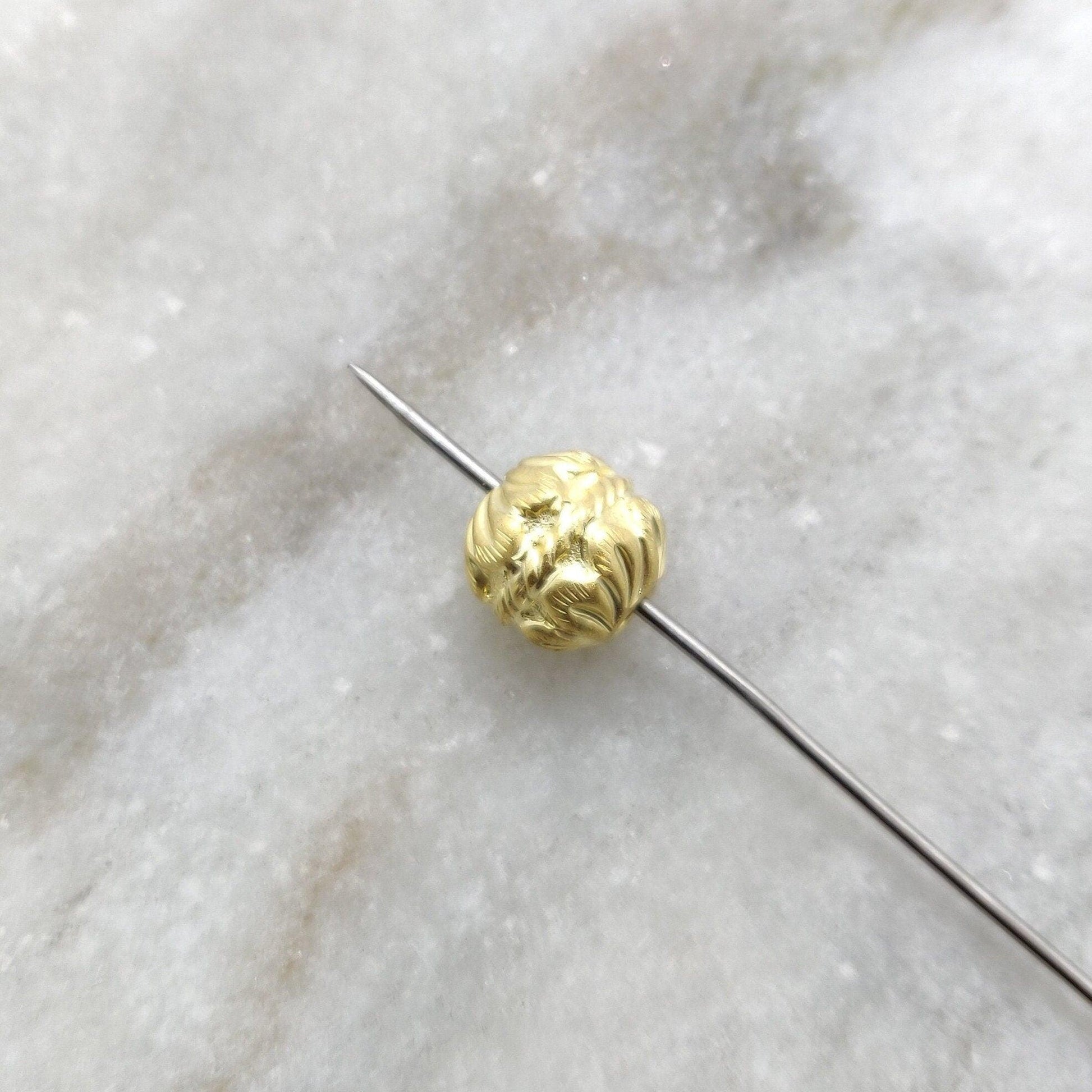 18K Solid Yellow Gold Round Ball Spacer Beads-10X11 mm - Kanika Creations