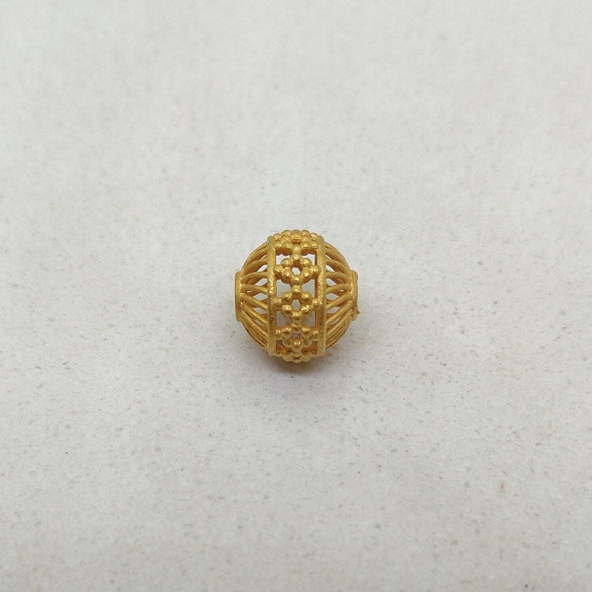 18k Gold Filigree Fancy Ball Bead Finding Jewelry Supplies - Kanika Creations