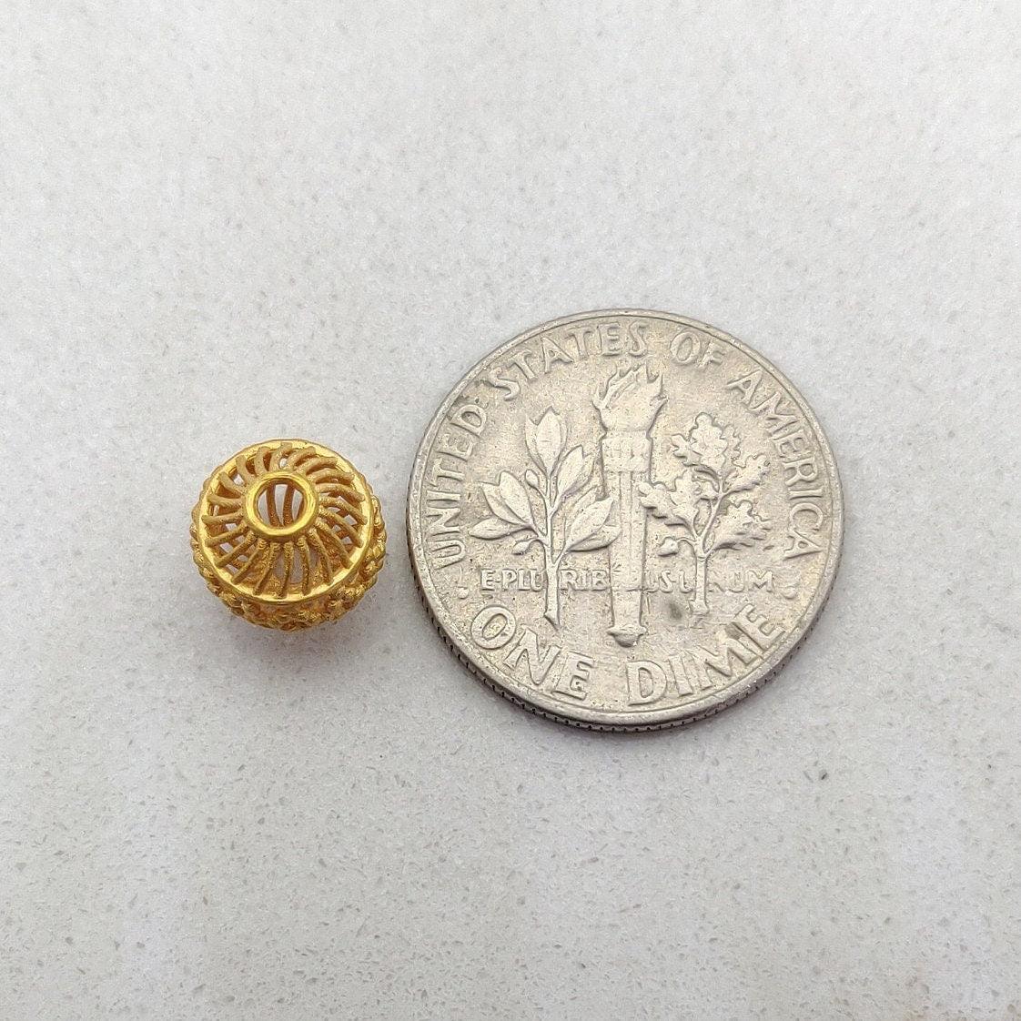 18k Gold Filigree Fancy Ball Bead Finding Jewelry Supplies - Kanika Creations