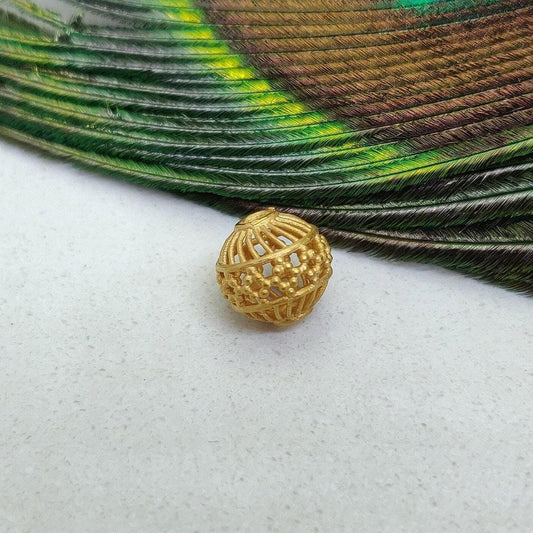18k Gold Filigree Fancy Ball Bead Finding Jewelry Supplies - Kanika Creations
