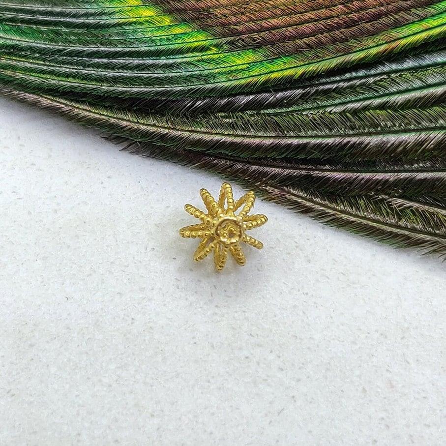 18k Solid Yellow Gold Fancy Spacer Beads 6mm - Kanika Creations