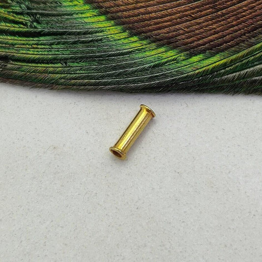 18k Solid Yellow Gold Tube Spacer Beads 8MM Sold as 2 Pcs - Kanika Creations