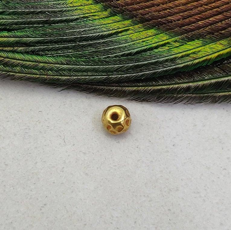 18k Solid Yellow Gold Rondelle Spacer Ball Beads Set of 4 - Kanika Creations