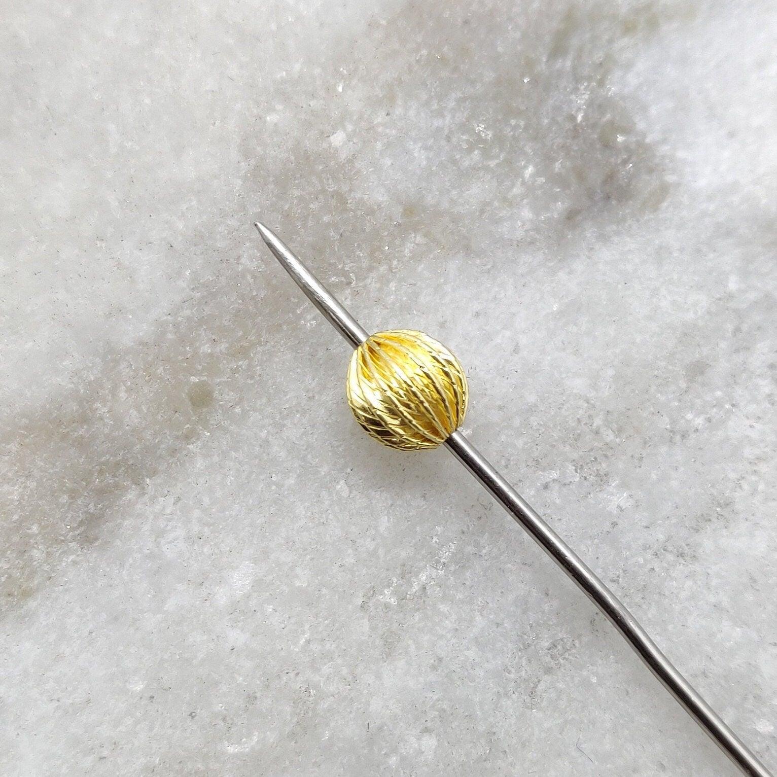 18k Solid Yellow Gold Ball Spacer Beads 7x6mm DIY Jewelry - Kanika Creations