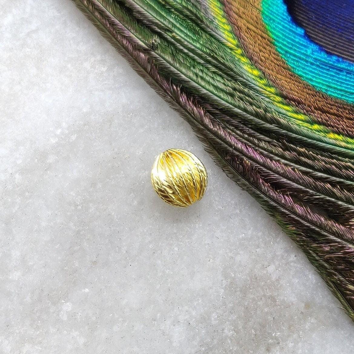 18k Solid Yellow Gold Ball Spacer Beads 7x6mm DIY Jewelry - Kanika Creations