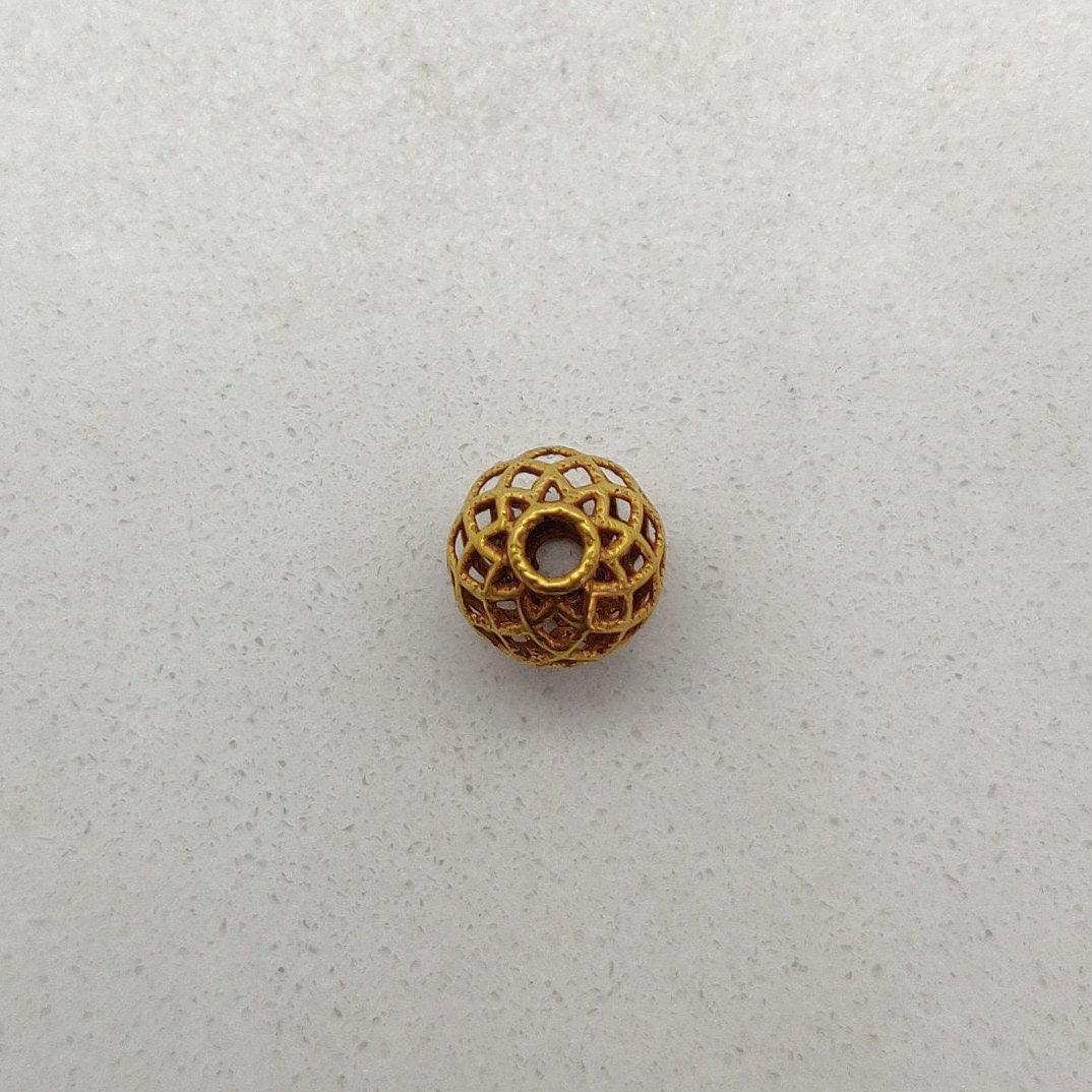 18k Yellow Gold Mesh Round Spacer Beads 8mm - Kanika Creations
