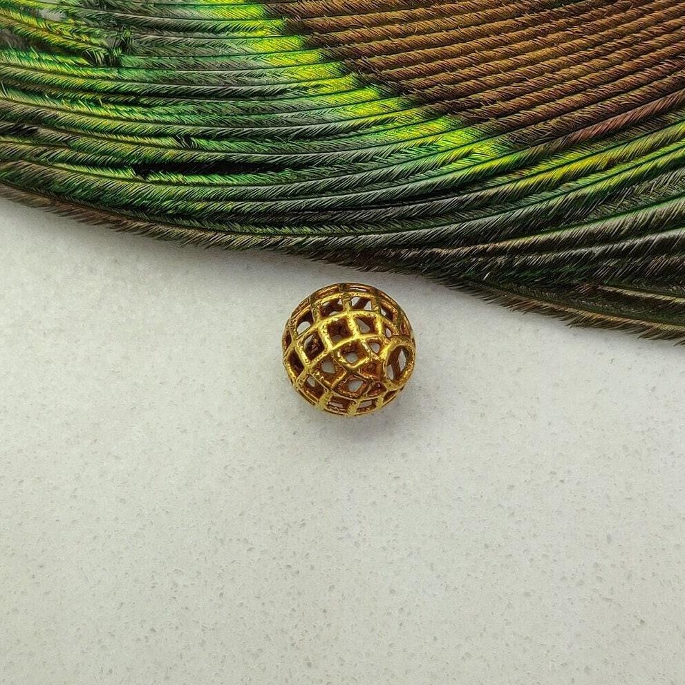 18k Yellow Gold Mesh Round Spacer Beads 8mm - Kanika Creations