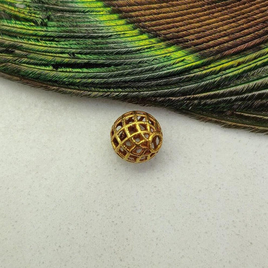 18k Yellow Gold Mesh Round Spacer Beads 8mm - Kanika Creations