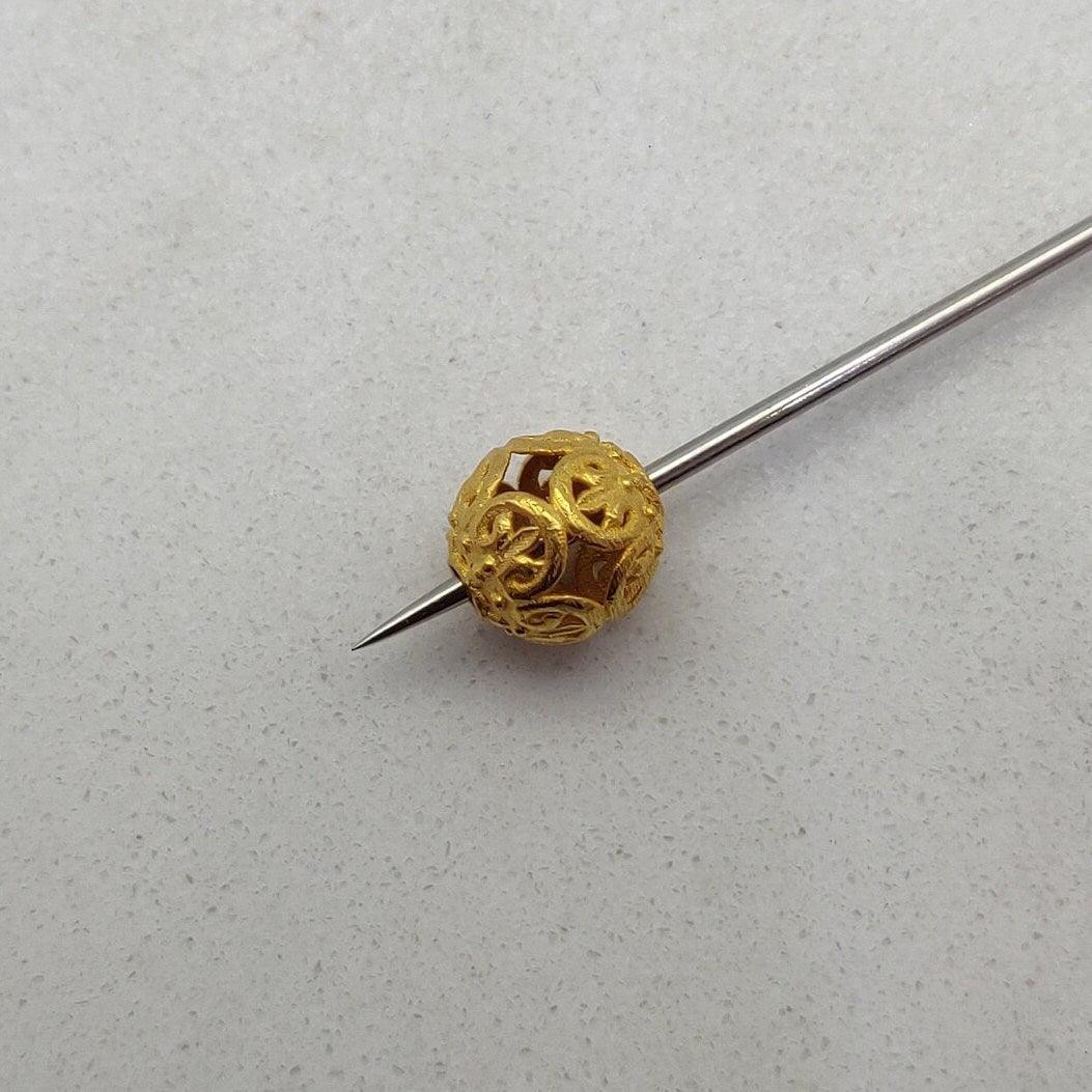 18k Solid Yellow Gold Textured Spacer Bead 8mm - Kanika Creations