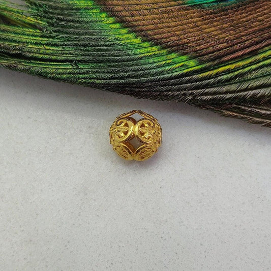 18k Solid Yellow Gold Textured Spacer Bead 8mm - Kanika Creations