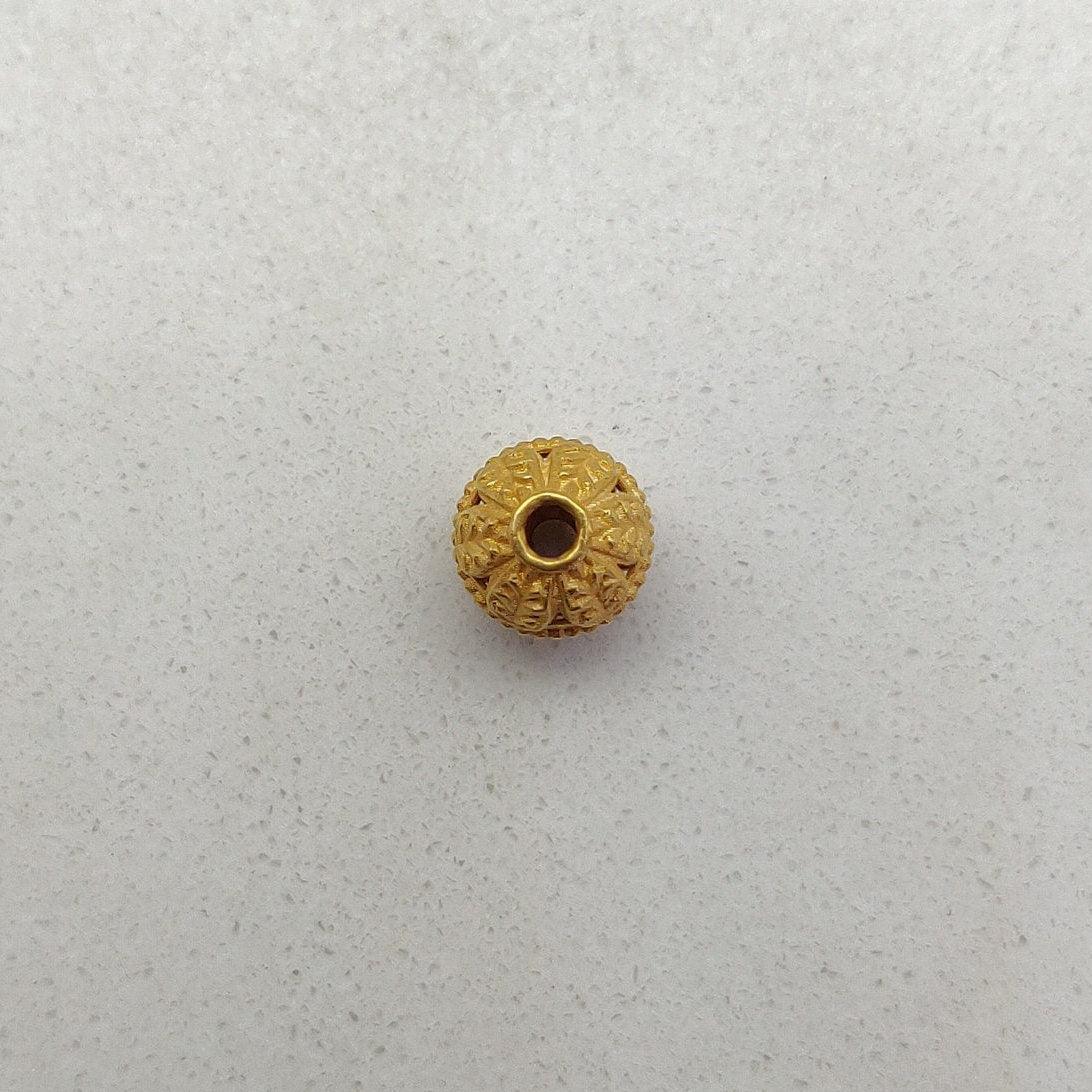 18k Solid Yellow Gold Antique Round Ball Spacer Beads 8mm - Kanika Creations