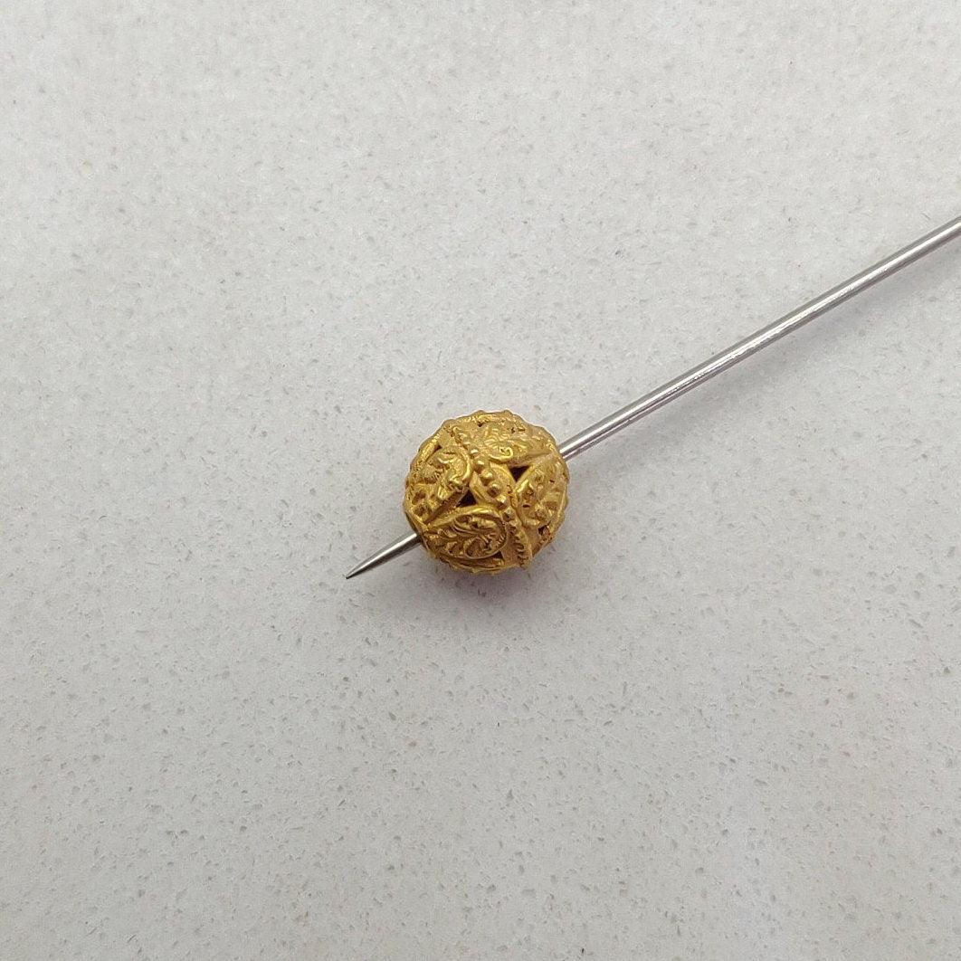 18k Solid Yellow Gold Antique Round Ball Spacer Beads 8mm - Kanika Creations