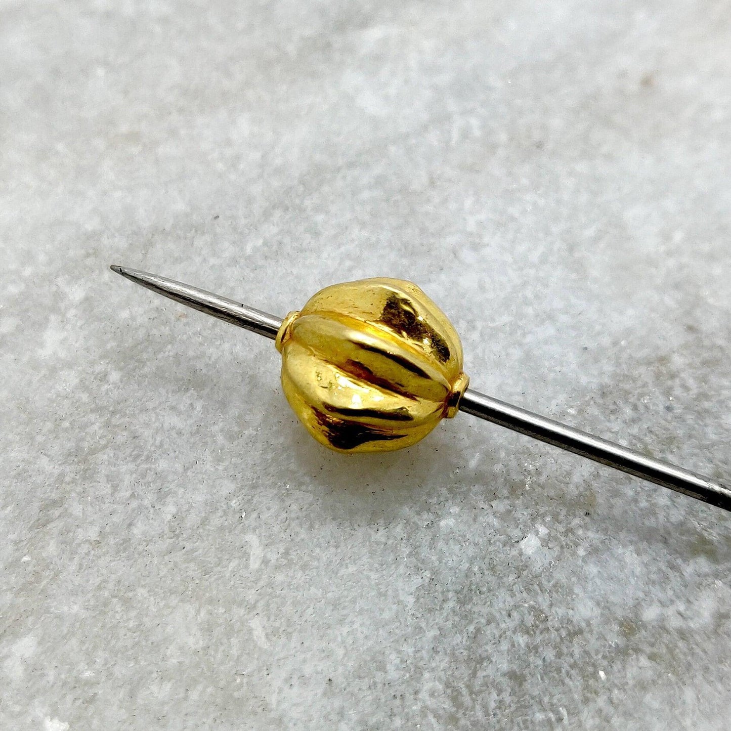 18k Solid Yellow Gold Corrugated Spacer Beads - Kanika Creations