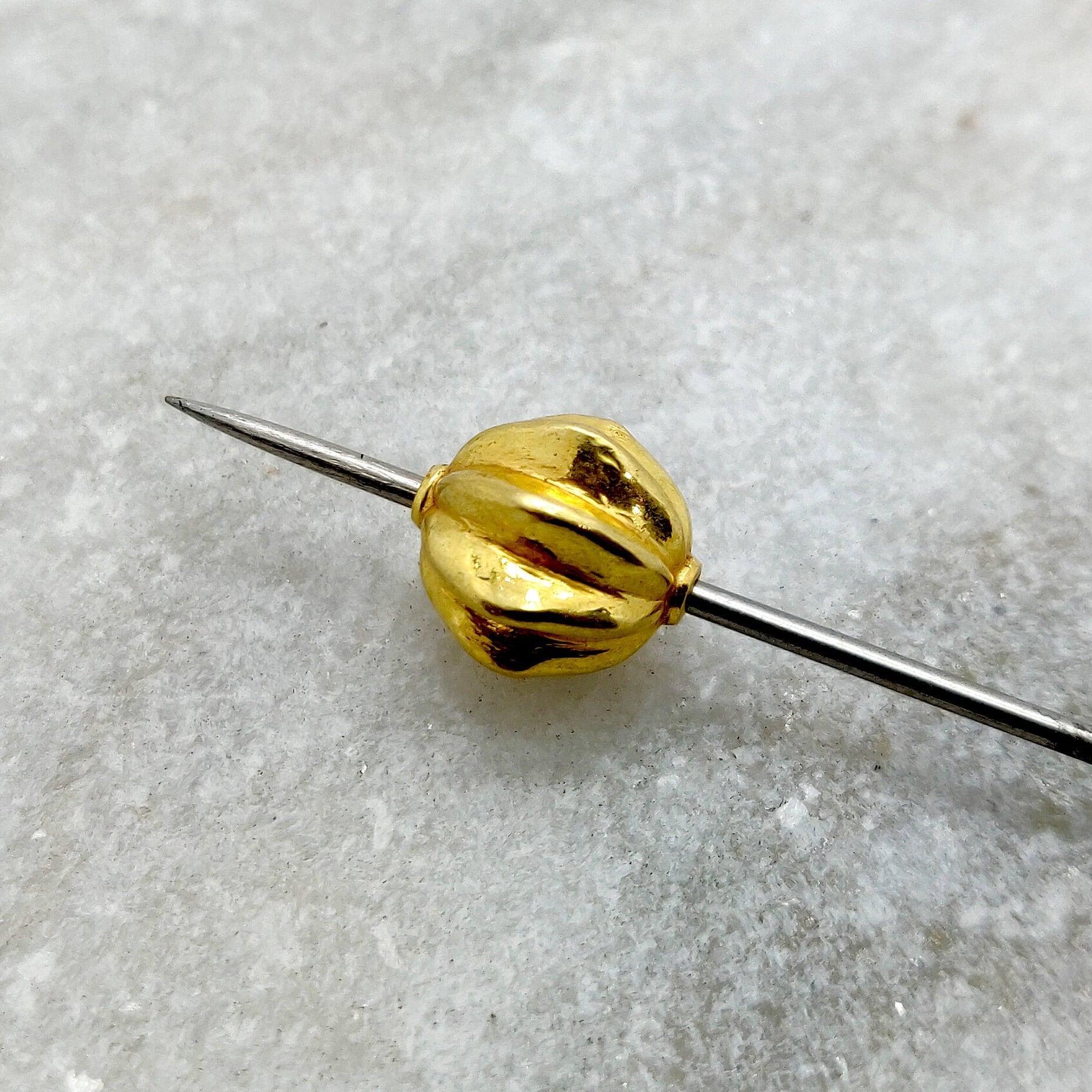 18k Solid Yellow Gold Corrugated Spacer Beads - Kanika Creations