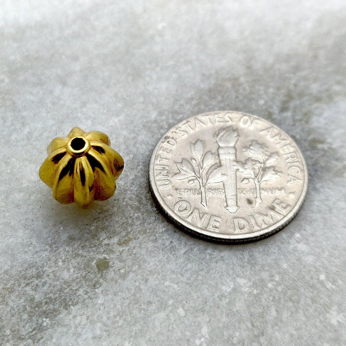 18k Solid Yellow Gold Corrugated Spacer Beads - Kanika Creations