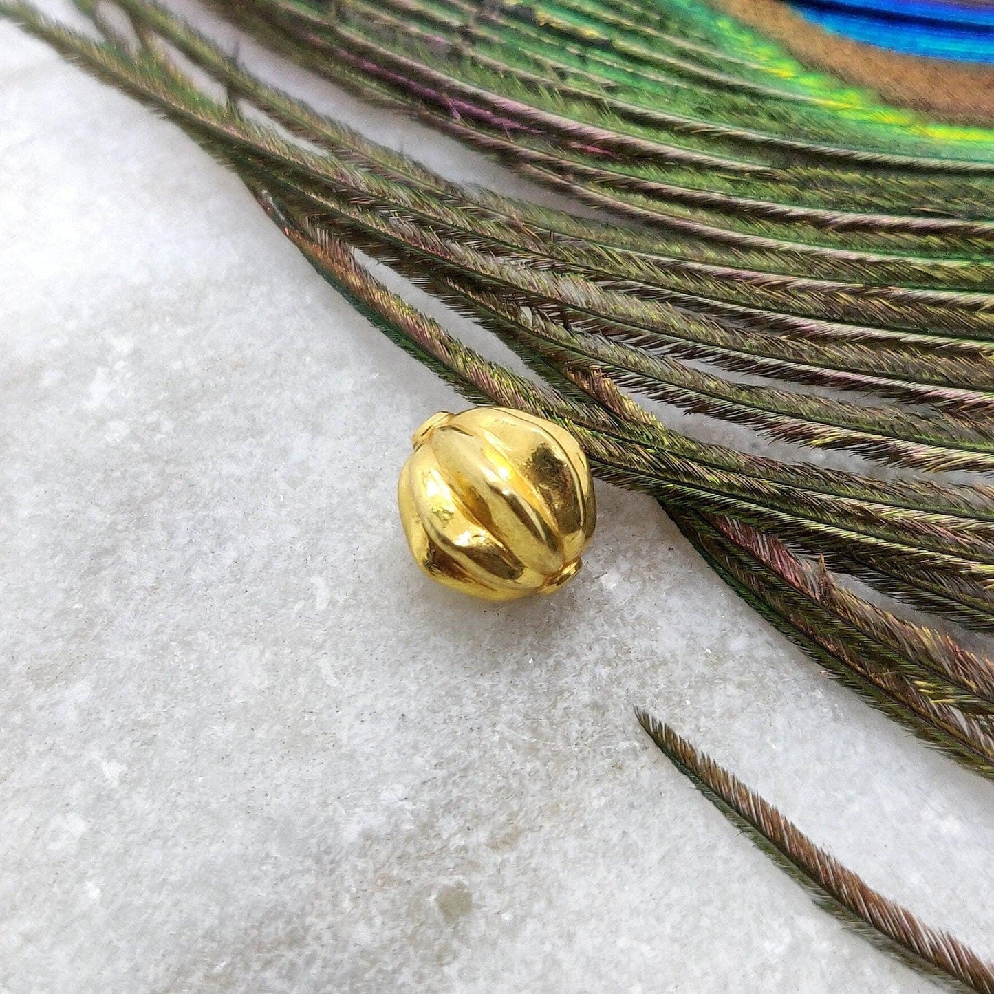 18k Solid Yellow Gold Corrugated Spacer Beads - Kanika Creations
