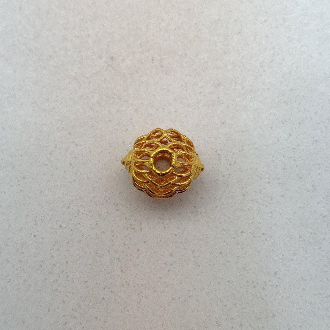 18k Solid Yellow Gold Round Spacer Beads 10X8mm - Kanika Creations