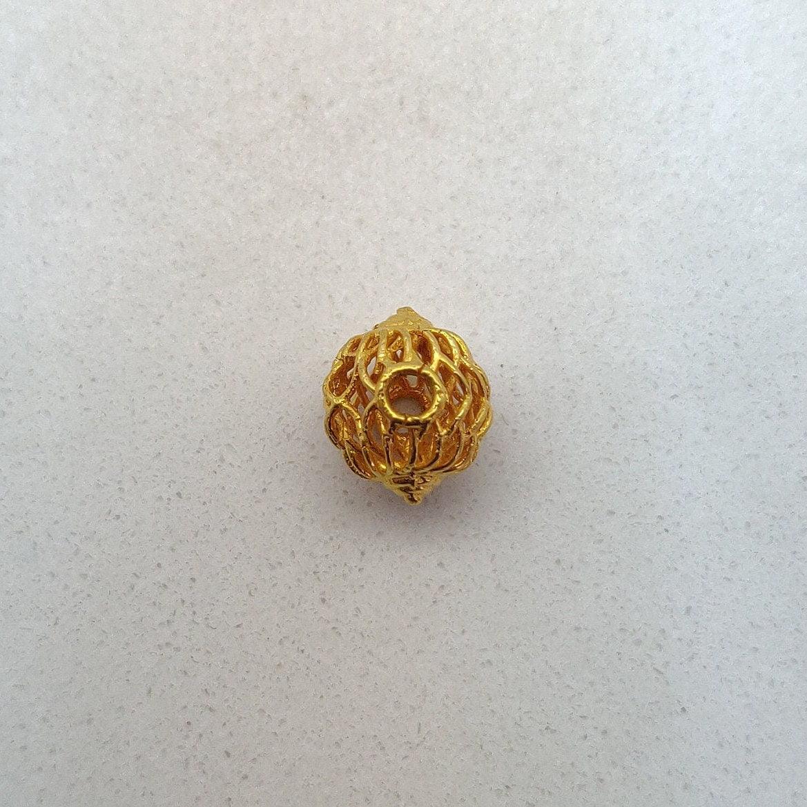 18k Solid Yellow Gold Round Spacer Beads 10X8mm - Kanika Creations