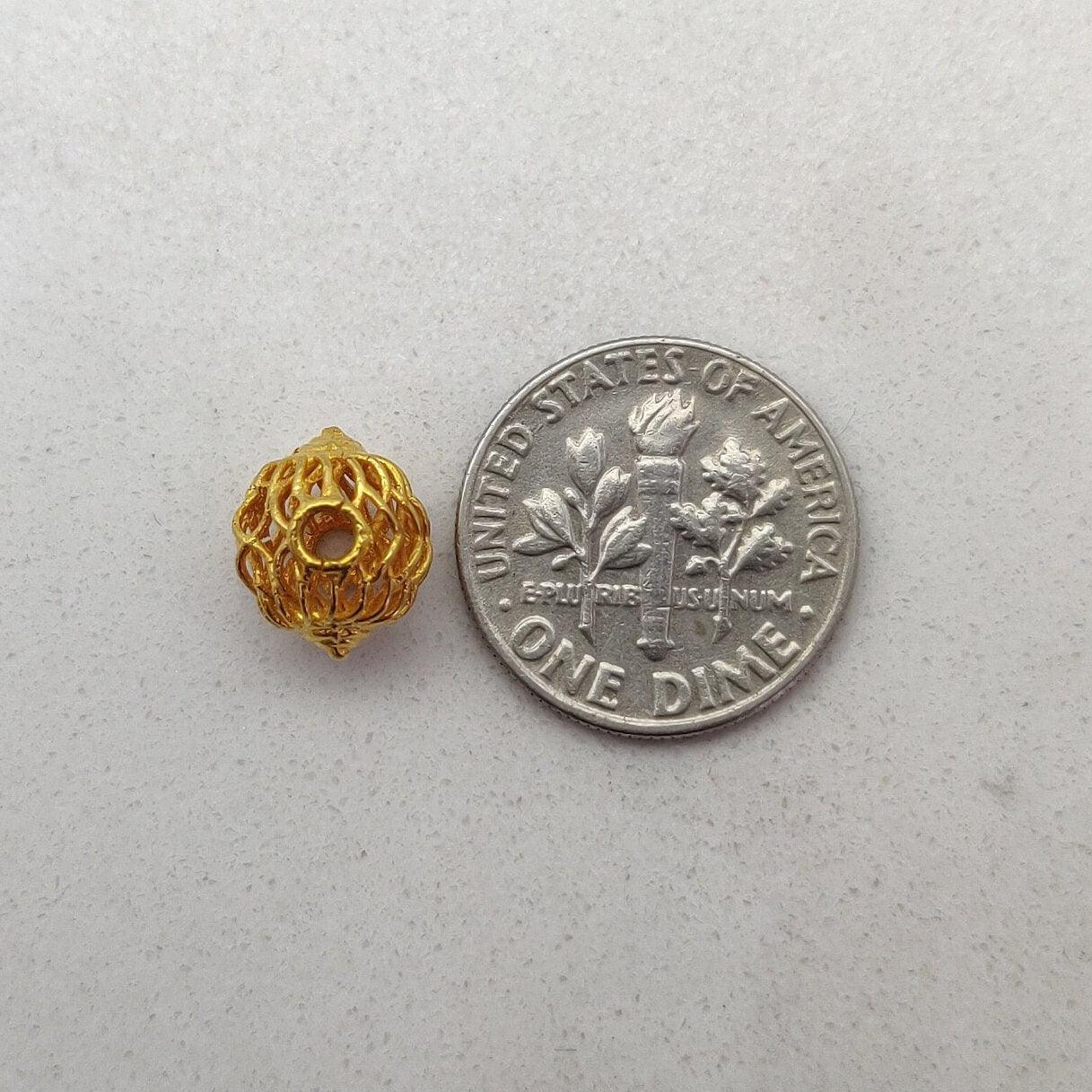 18k Solid Yellow Gold Round Spacer Beads 10X8mm - Kanika Creations