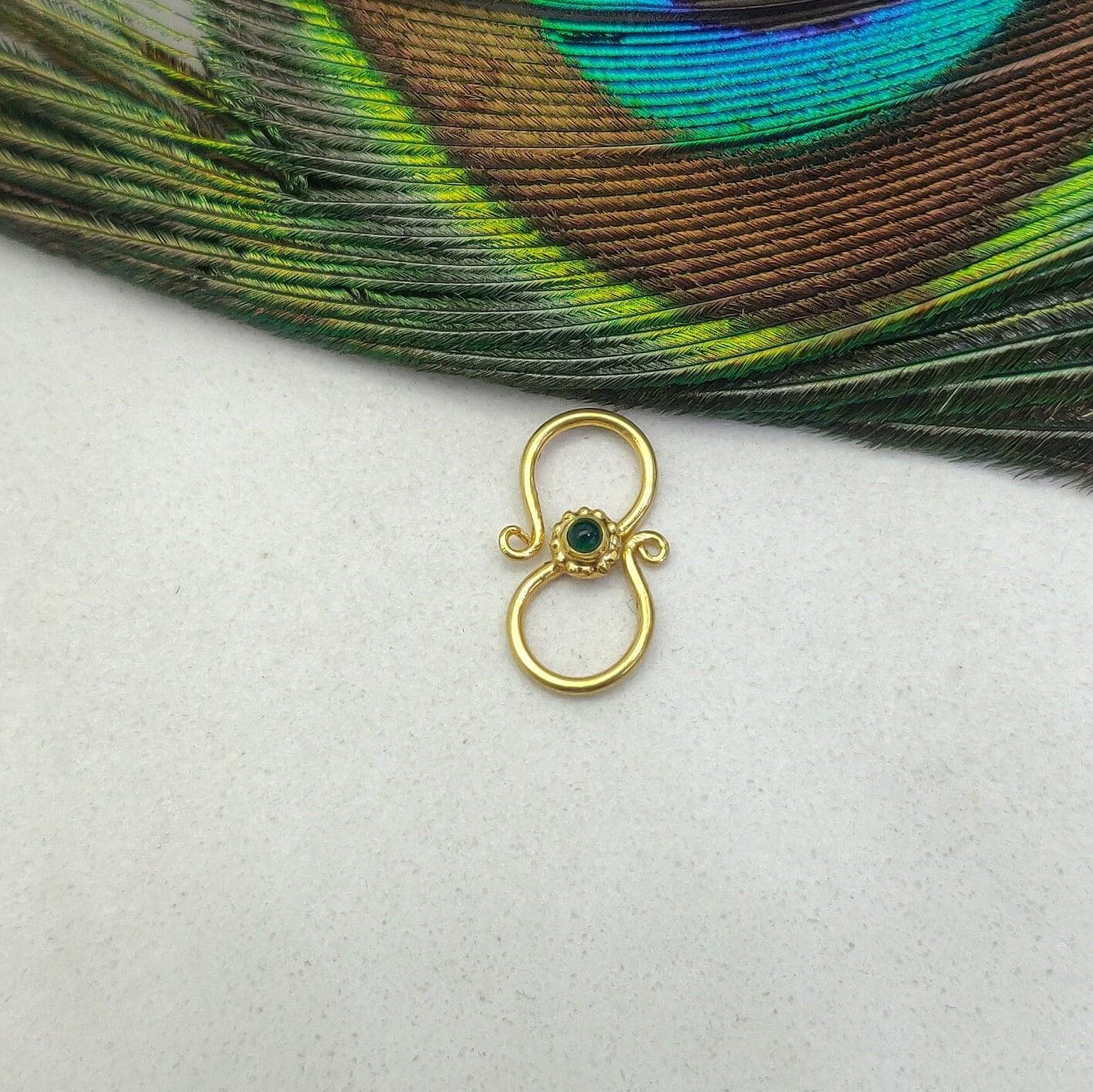 18k Yellow Gold Antique Stone S Clasp Lock Findings 16mm - Kanika Creations