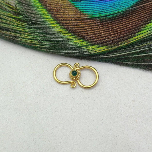 18k Yellow Gold Antique Stone S Clasp Lock Findings 16mm - Kanika Creations