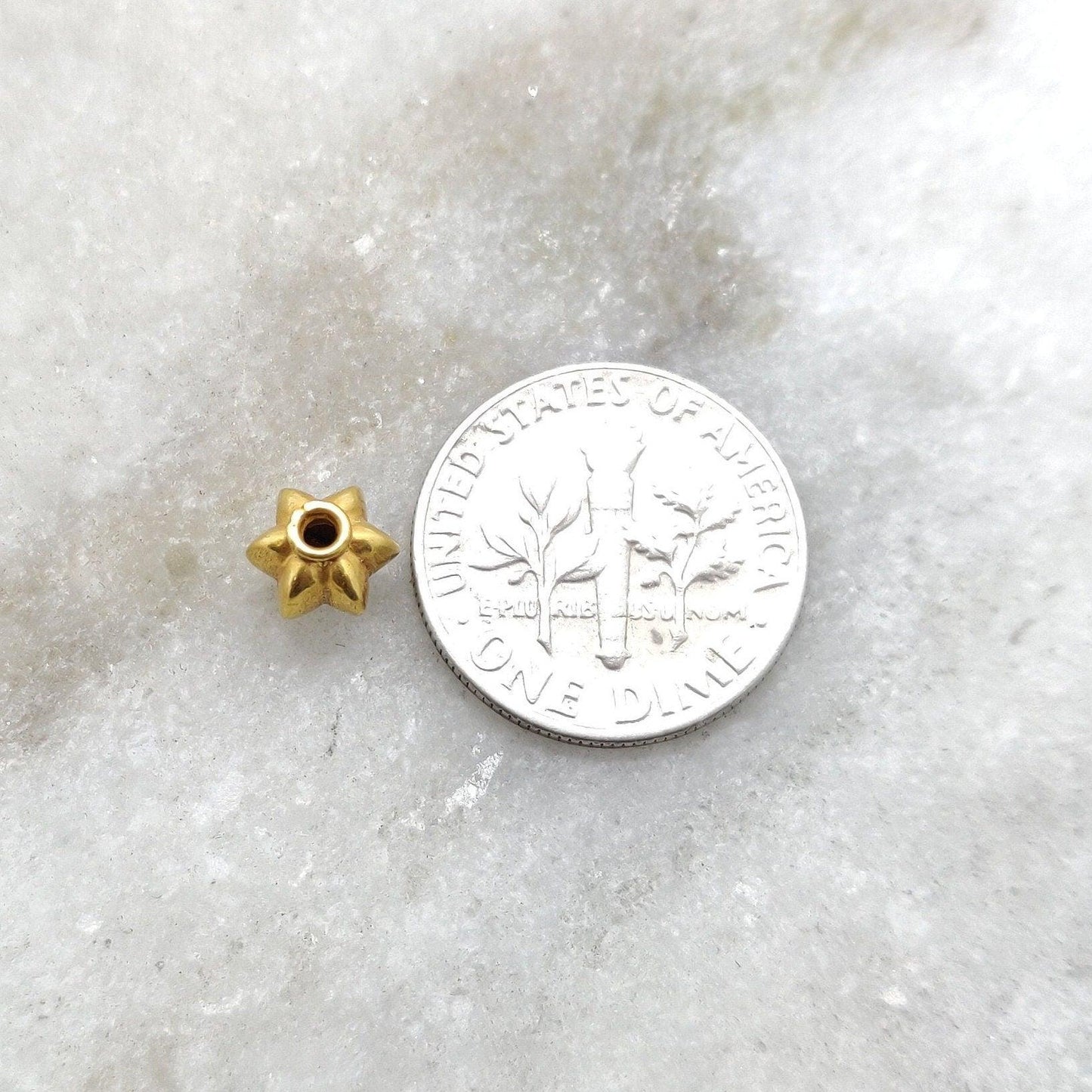 18k Solid Yellow Gold Spacer Beads 6mm - Kanika Creations